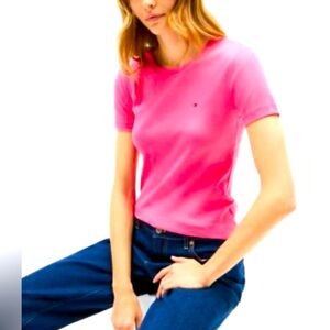 Tommy Hilfiger Hot Pink Short Sleeve Crew Neck Polo T-Shirt women's size Large